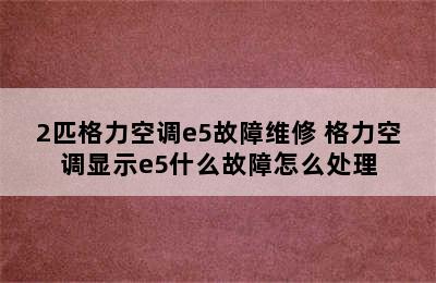 2匹格力空调e5故障维修 格力空调显示e5什么故障怎么处理